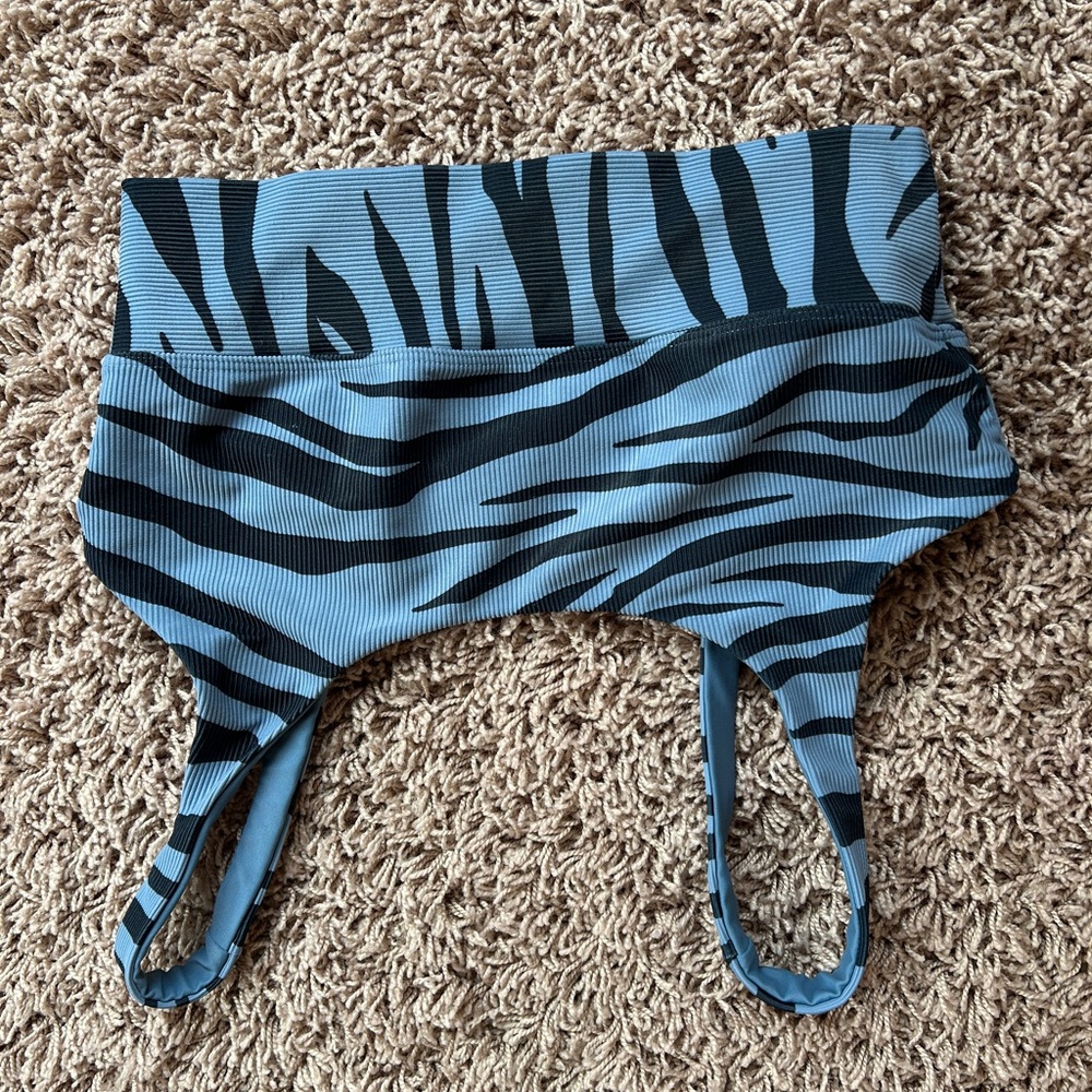 Beach Riot Blue Zebra Print Sports Bra